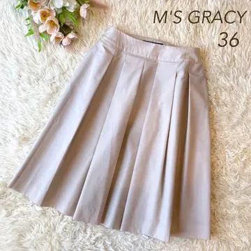 컨디션 최상 M'S GRACY 2021년 썸머 타프타 스커트 베이지 36