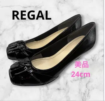 [ 새상품급 ] REGAL 에나멜 웨지솔 펌프스 24cm 블랙