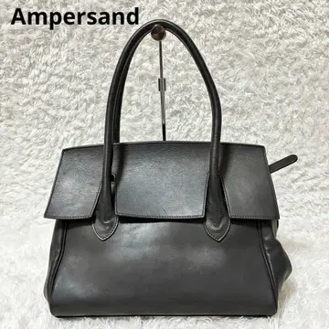 Ampersand 천연 가죽 플랩 토트백 블랙 숄더 A4 수납 가능 출퇴근용