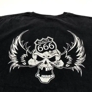 빈티지 T셔츠 컷오프 스컬 ROUTE 666