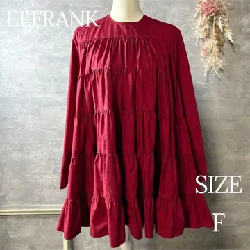 ELFRANK 플레어 실루엣 티어드 코튼 튜닉 블라우스 보르도