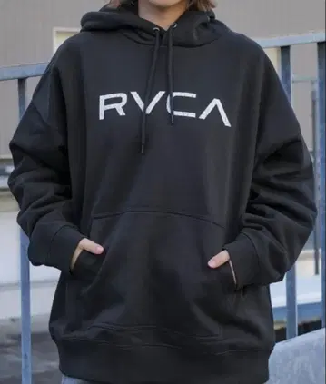 RVCA 루카 센터 로고 속기모 후드티 S 흑먹색 차콜 그레이