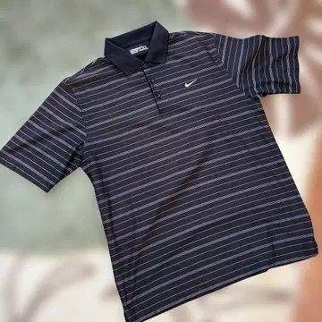 나이키 골프 Nike XL 사이즈 스트라이프 패턴 피케 셔츠 블랙