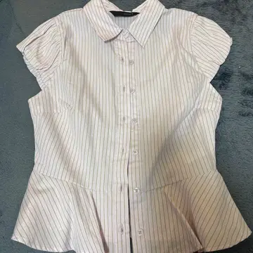 ZARA 스트라이프 페플럼 반팔 셔츠