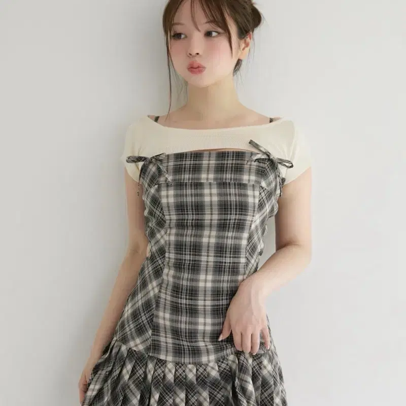 앤드마리 andmary Karen check mini dress