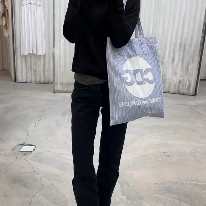 꼼데가르송 스트라이프 토트백
