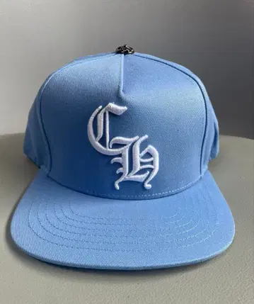 Sky blue white embroidered cap