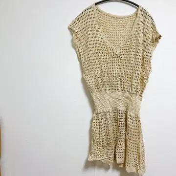 시스루 니트 썸머 니트 V넥 베스트 베이지