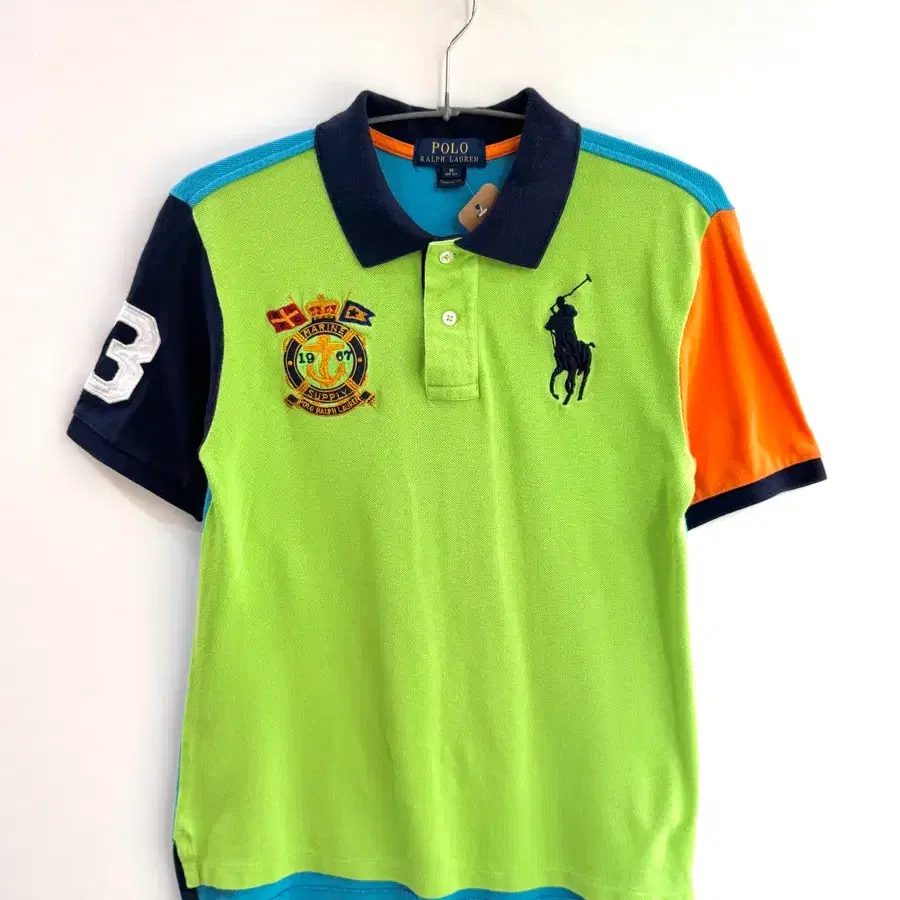 폴로 랄프로렌 멀티 컬러 블록 빅포니 반팔 카라티