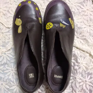 CAMPER TWINS 가죽 플랫슈즈 다크 브라운