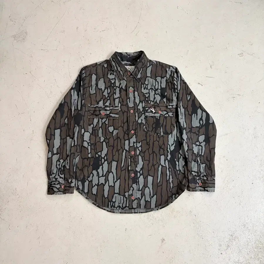 80-90s Duck Bay 트레바크 카모 BDU 필드셔츠 L