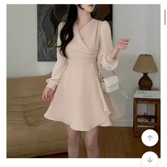 클래식블랑 아펠 플레어 미니 원피스 베이지