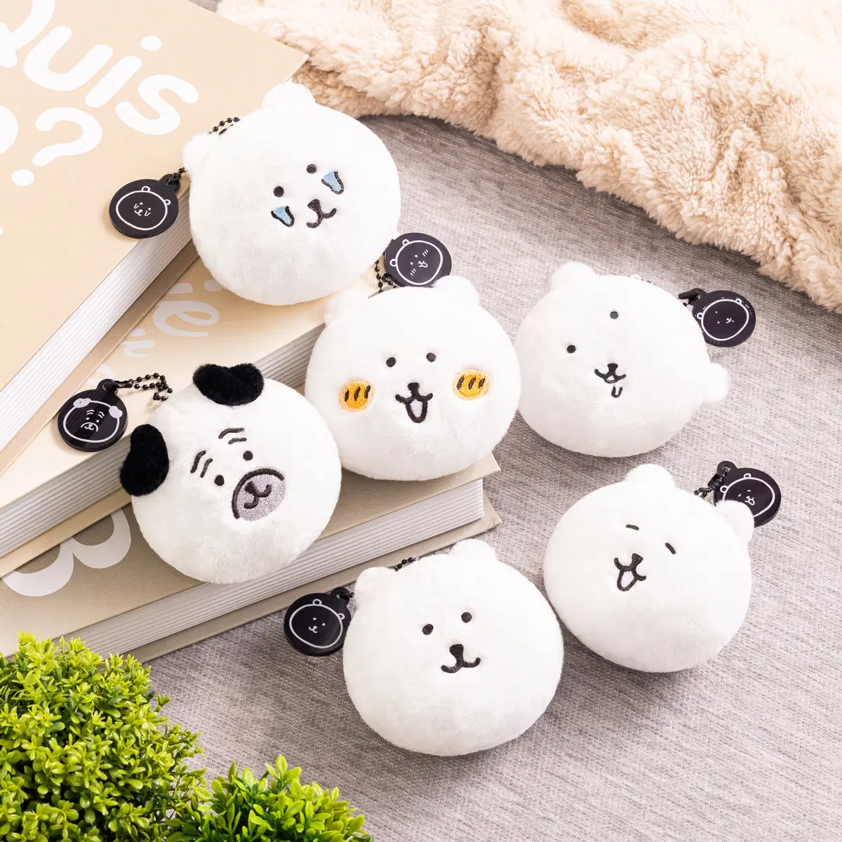 (6종 세트) 나가노 농담곰 쿠지 E상 오카오 마스코트 인형 퍼그