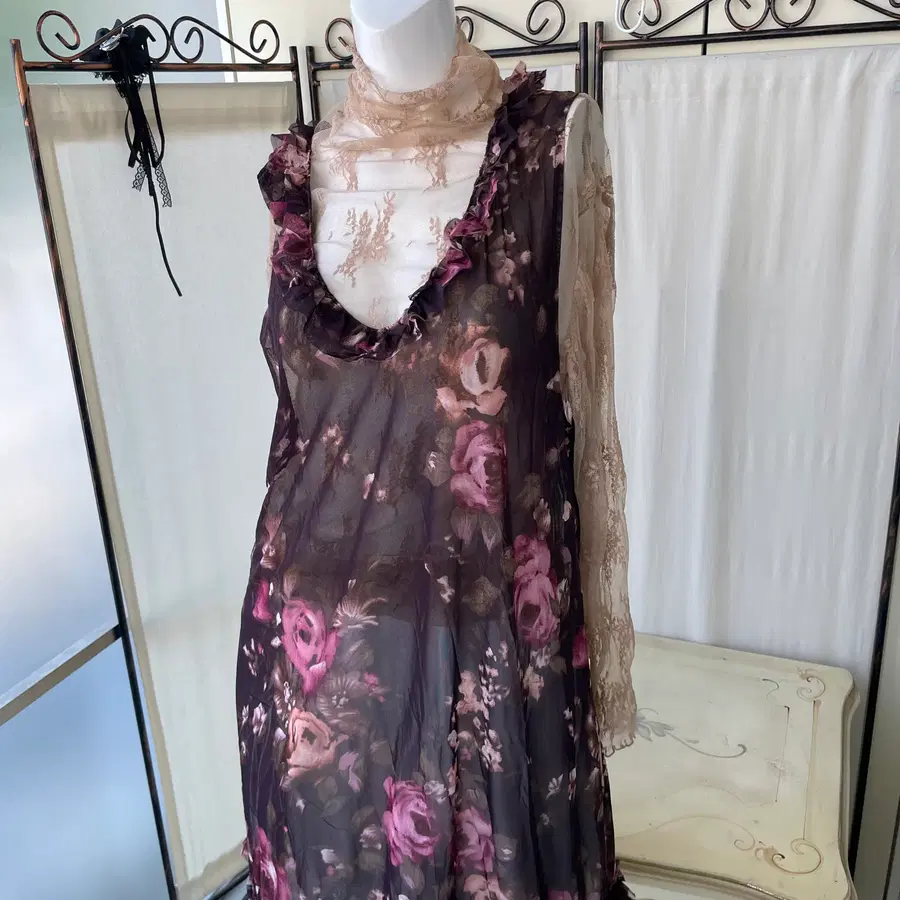 jpn vintage chiffon lace dress set