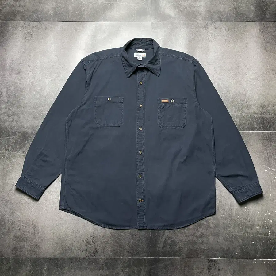 CARHARTT 칼하트 체스트포켓 네이비 워크셔츠 A01450