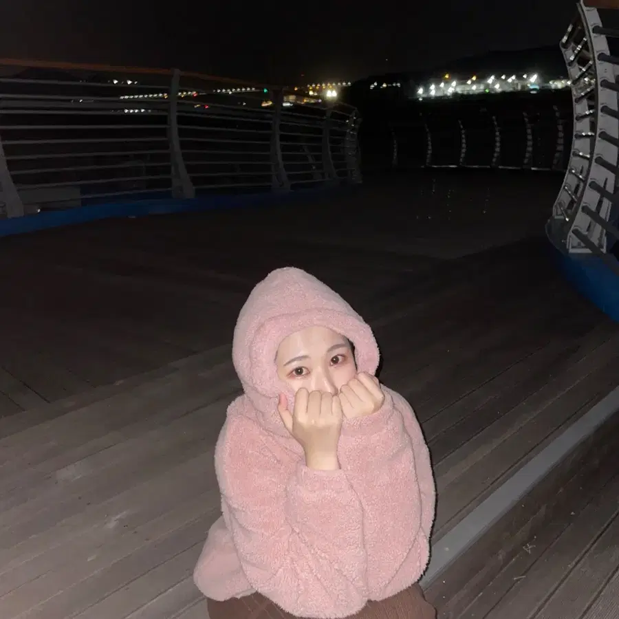 OiOi 핑크 후리스후드