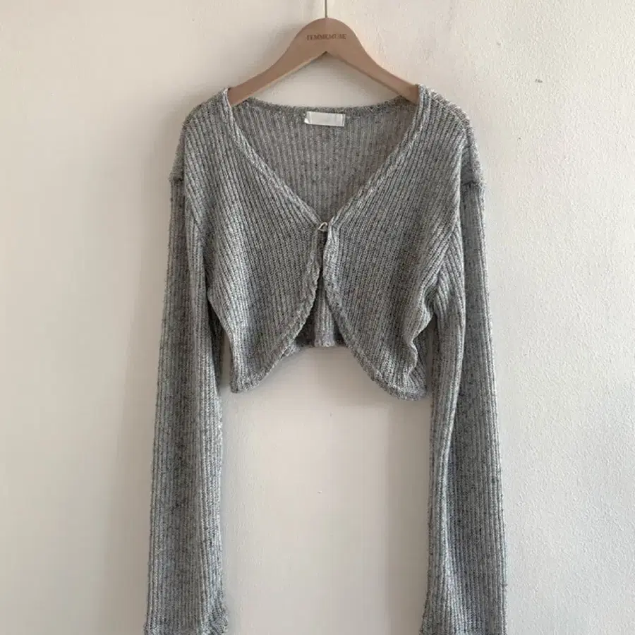 (Vintage)Heart Button Bolero Cardigan(Grey)