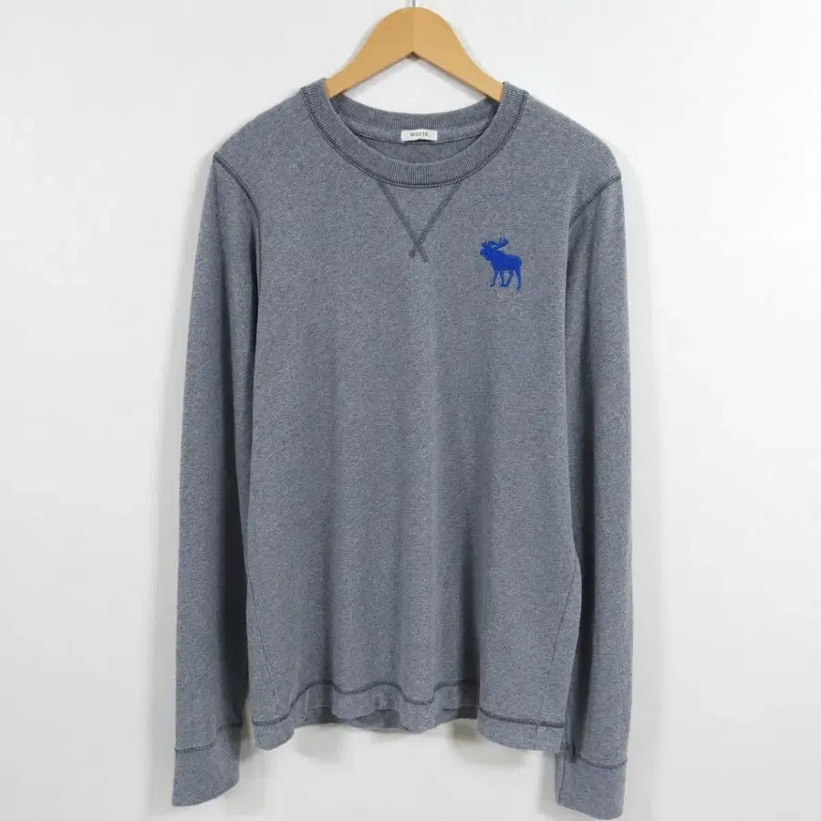 95~100 ABERCROMBIE&FITCH 아베크롬비 긴팔티 무스자수 머슬핏 그레이