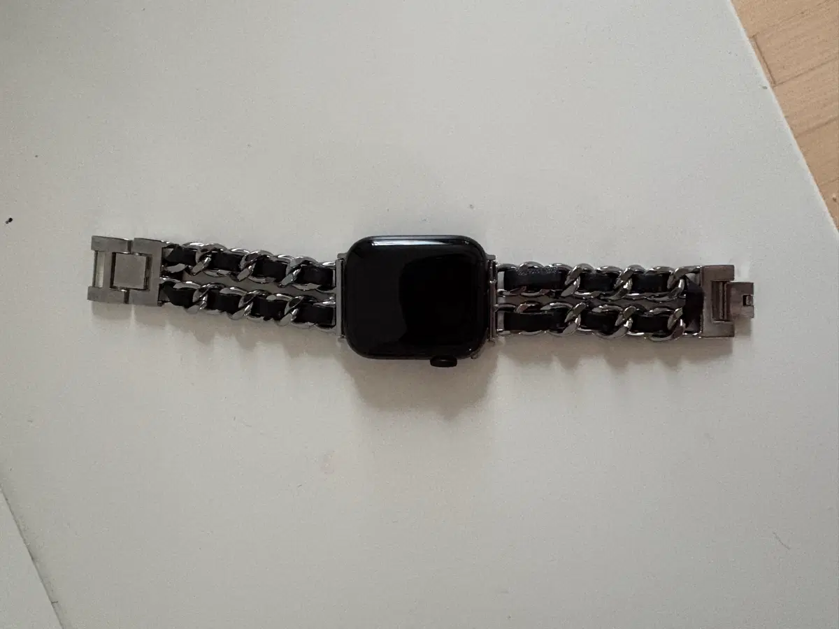 애플워치 메탈 체인 가죽 밴드 se 40mm