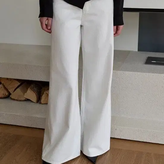 르와 롱 와이드 데님 화이트
