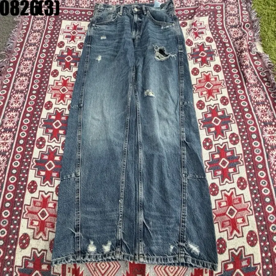ZARA 자라 청바지 와이드 핏 데미지 진 30 8/26