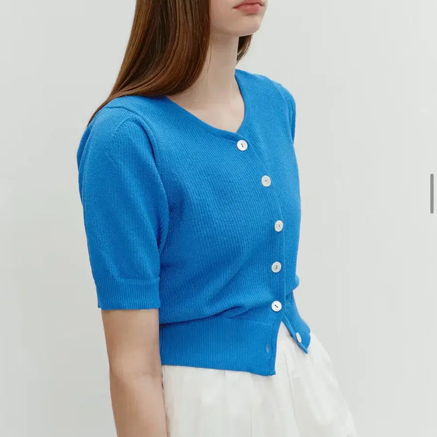 새상품) 던스트 SCOOP NECK PUFF SLEEVE CARDIGAN BLUE