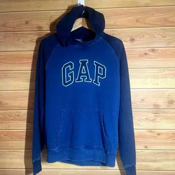 GAP 인디고 맨투맨 후드티 로고 자수 래글런 M