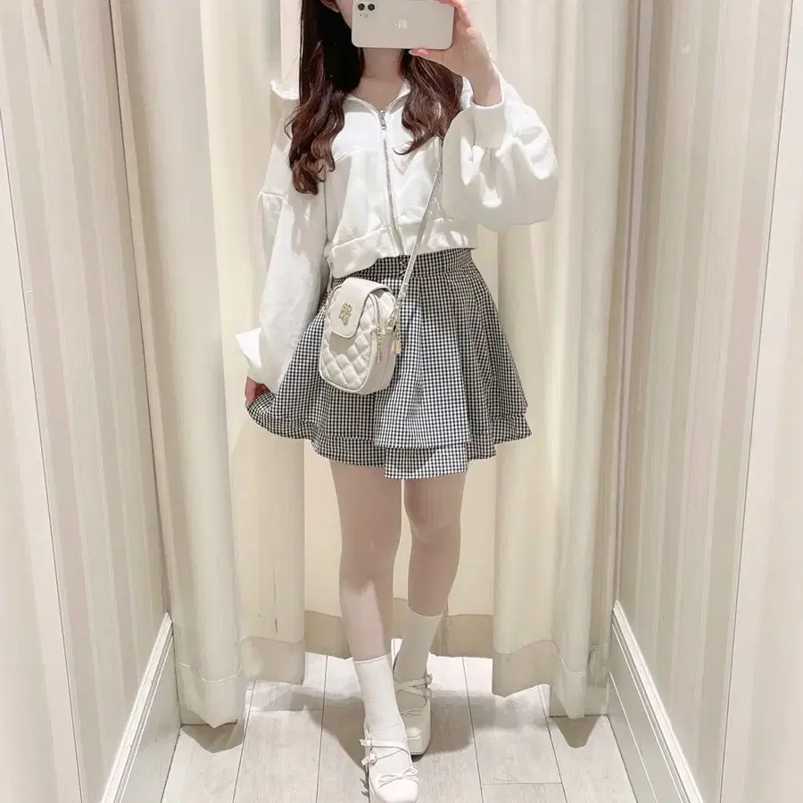evelyn 에블린 더블플레어스커트 체크
