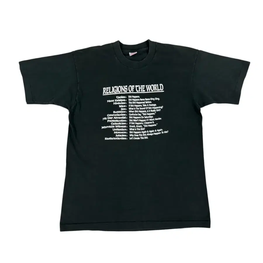 빈티지 90s 세계 종교 유머 티셔츠 Religions Shit Happen