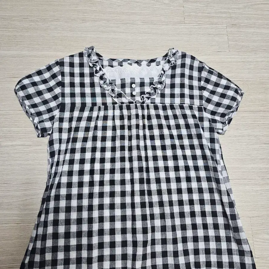 마루 일본 빈티지 체크 반팔 티셔츠 블라우스