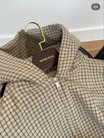 sweats CHECKERED ZIP UP-CREAM/BLACK