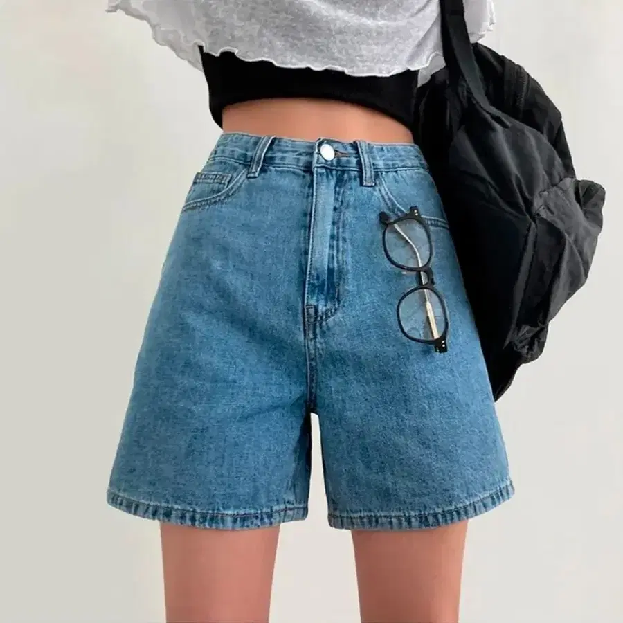 에이블리 썸머 쿨 데일리 데님 숏팬츠 중청 숏XL