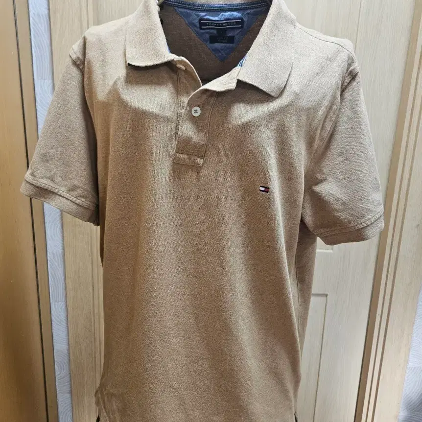 타미힐피거 남성 슬림핏 스판 반팔 카라 티셔츠 L TOMMY HILFIGER
