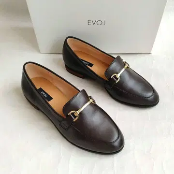 EVOL 이볼 카우 레더 비트 로퍼 브라운 22.5cm 천연 가죽