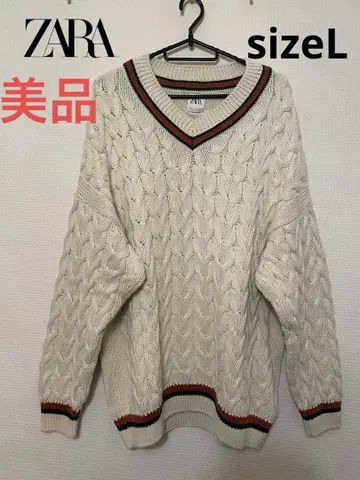 ZARA 아이보리 V넥 니트 L 사이즈 스웨터 오버 사이즈 새상품급