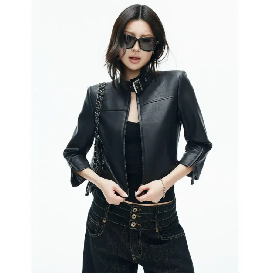 IAMXIAA 아엠시아 자켓 블랙 무광 무탄성 가죽 스탠드 칼라 레더재킷 가죽자켓