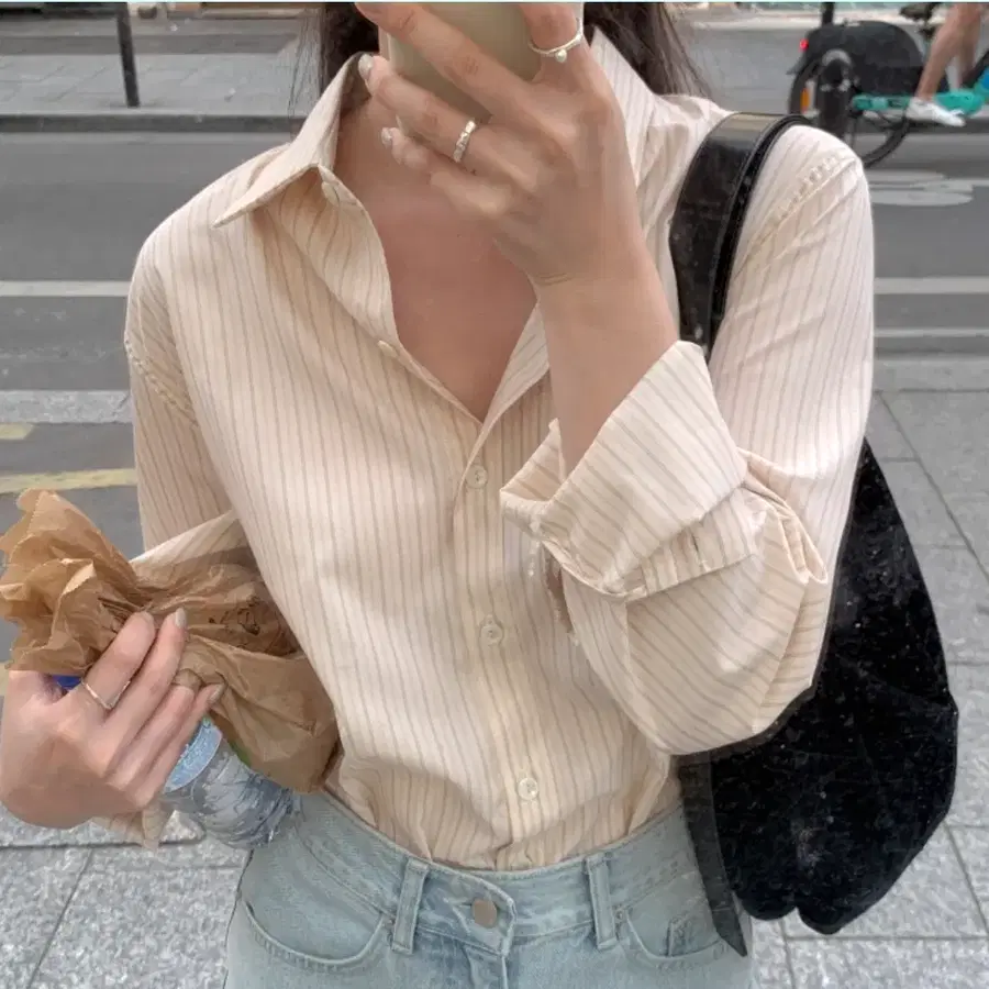 어베인(urbane) 로드 루즈핏 스트라이프 셔츠 프리사이즈 새상품