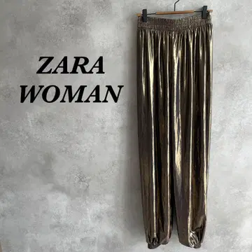 택 포함 미사용 ZARA 조거 팬츠 메탈릭 광택 브론즈 XS 307