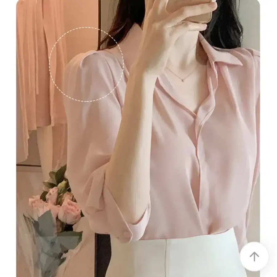 플로밍 오픈카라 여리 블라우스(브이넥/7 부/루즈핏/여리핏/노버튼/하객룩/데일리룩/데이트룩/ 격식룩/출근룩/오피스룩)
