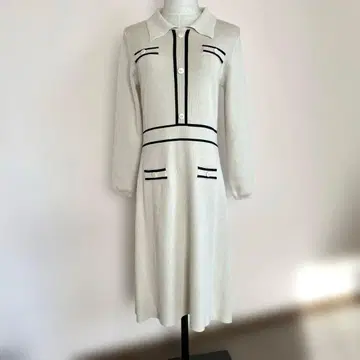 REBESA 이탈리아제 아이보리 긴팔 니트 원피스 플레어 F