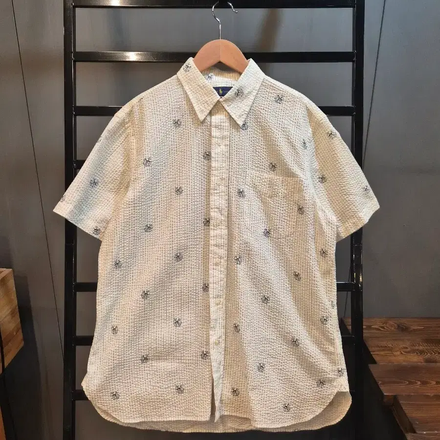 [M] 폴로 랄프로렌 Polo Ralph Lauren 시어서커 스트라이프 반팔 셔츠 아이보리 5.9