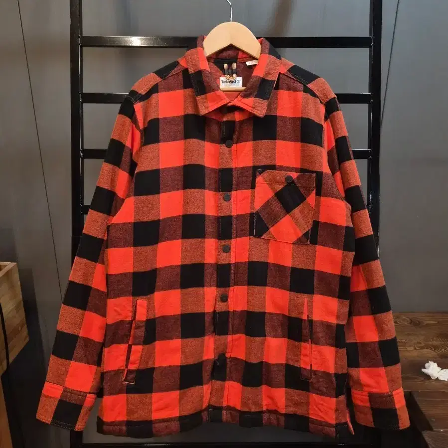 [L] 팀버랜드 Timberland 버팔로 체크 셔츠 자켓 레드 블랙 4.9