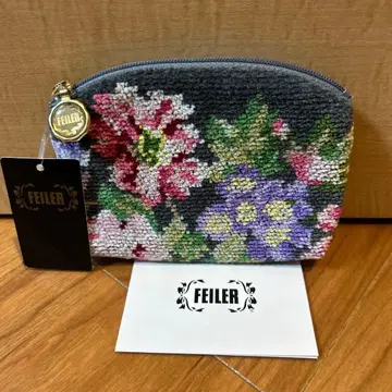 [새상품] FEILER 페이러 꽃무늬 플랫 파우치 그레이 카드 케이스