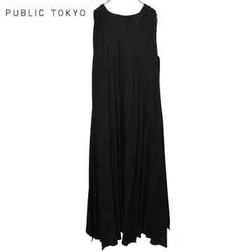 public Tokyo 슬리브리스 플리츠 롱 원피스 블랙