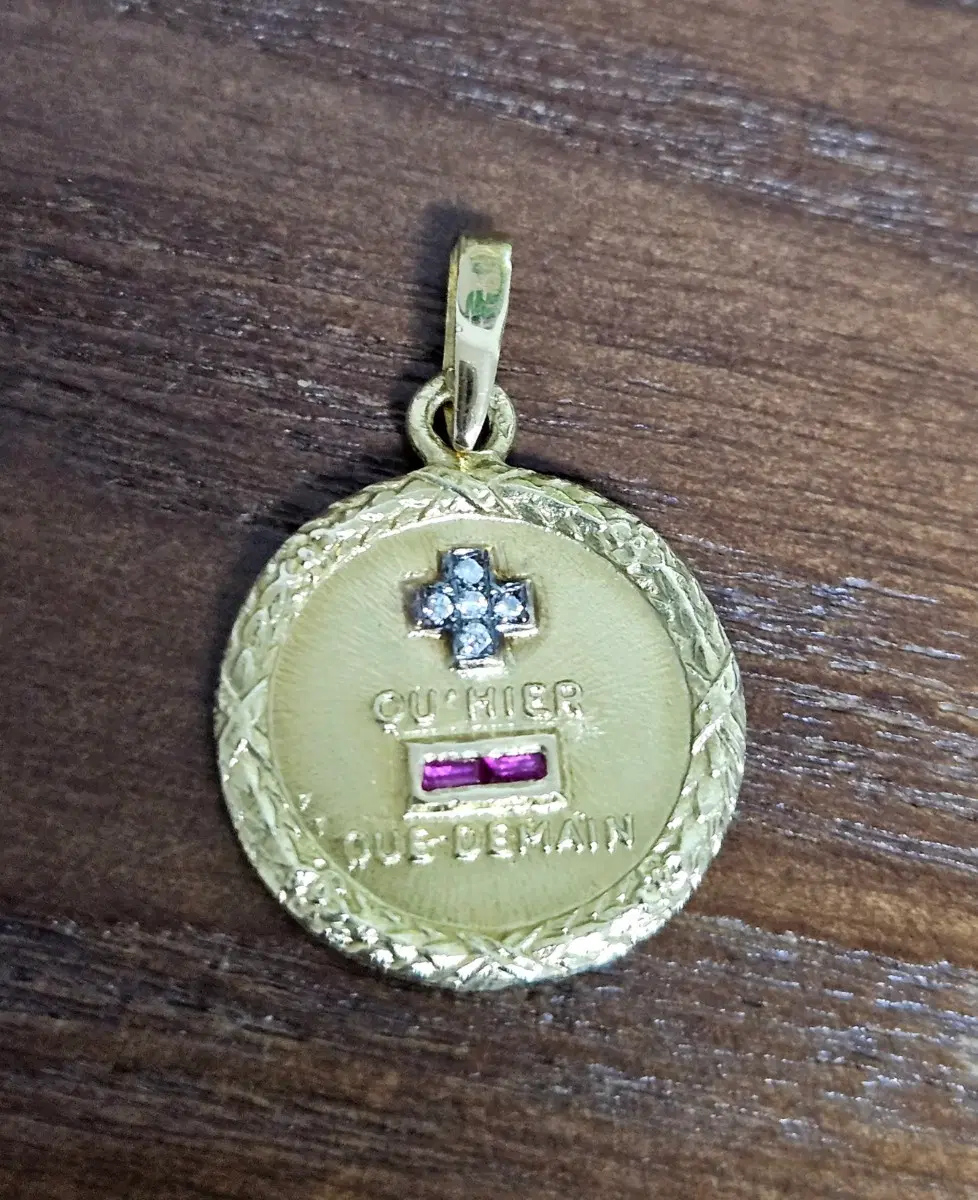 18k 프랑스 빈티지 펜던트(다이아몬드,루비 세팅)