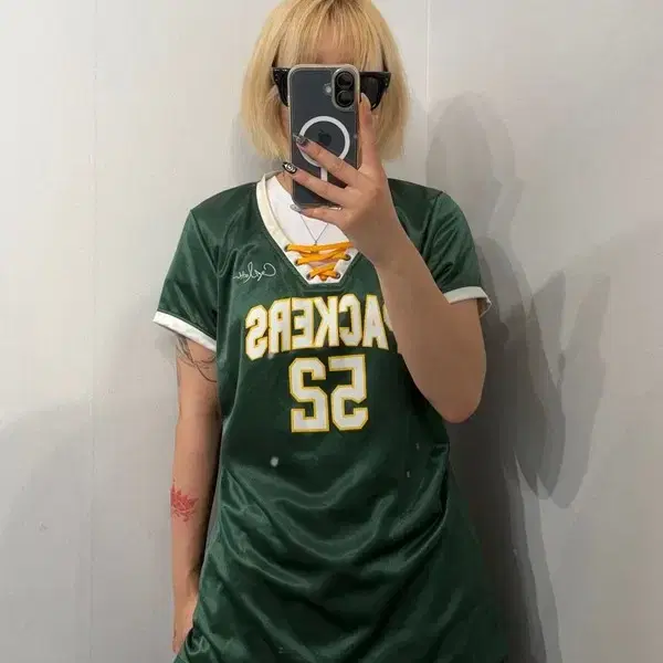 L NFL 그린베이 패커스 여성용 레이스업 풋볼 져지