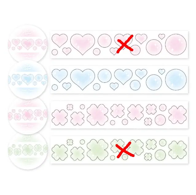 [블랙레터] 홀로코팅 투명 하트(블루), 클로버(핑크) 키스컷띵