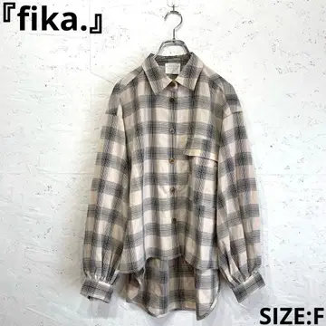 [ fika ] 체크 무늬 긴팔 블라우스 빅 실루엣 셔츠 F