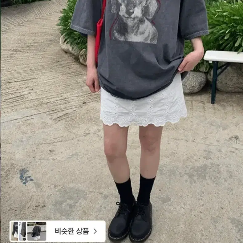 더플럼비 꽃자수 미니스커트(속바지내장)