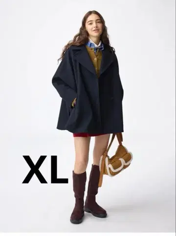 GU 코지 멜톤 케이프 코트 69 NAVY